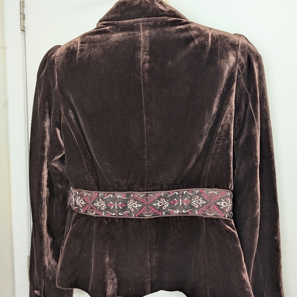 LAUNDRY BY SHELLI SEGAL DEEP BURGUNDY/ BROWNISH VELVET JACKET SIZE 4 - Picture 4 of 7